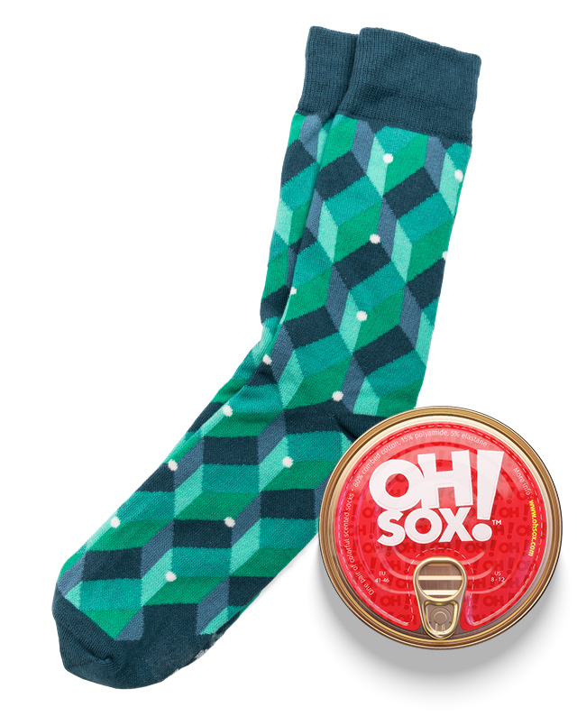 Oh-Sox-Colorful-scented-socks-Green-Dot-Cube